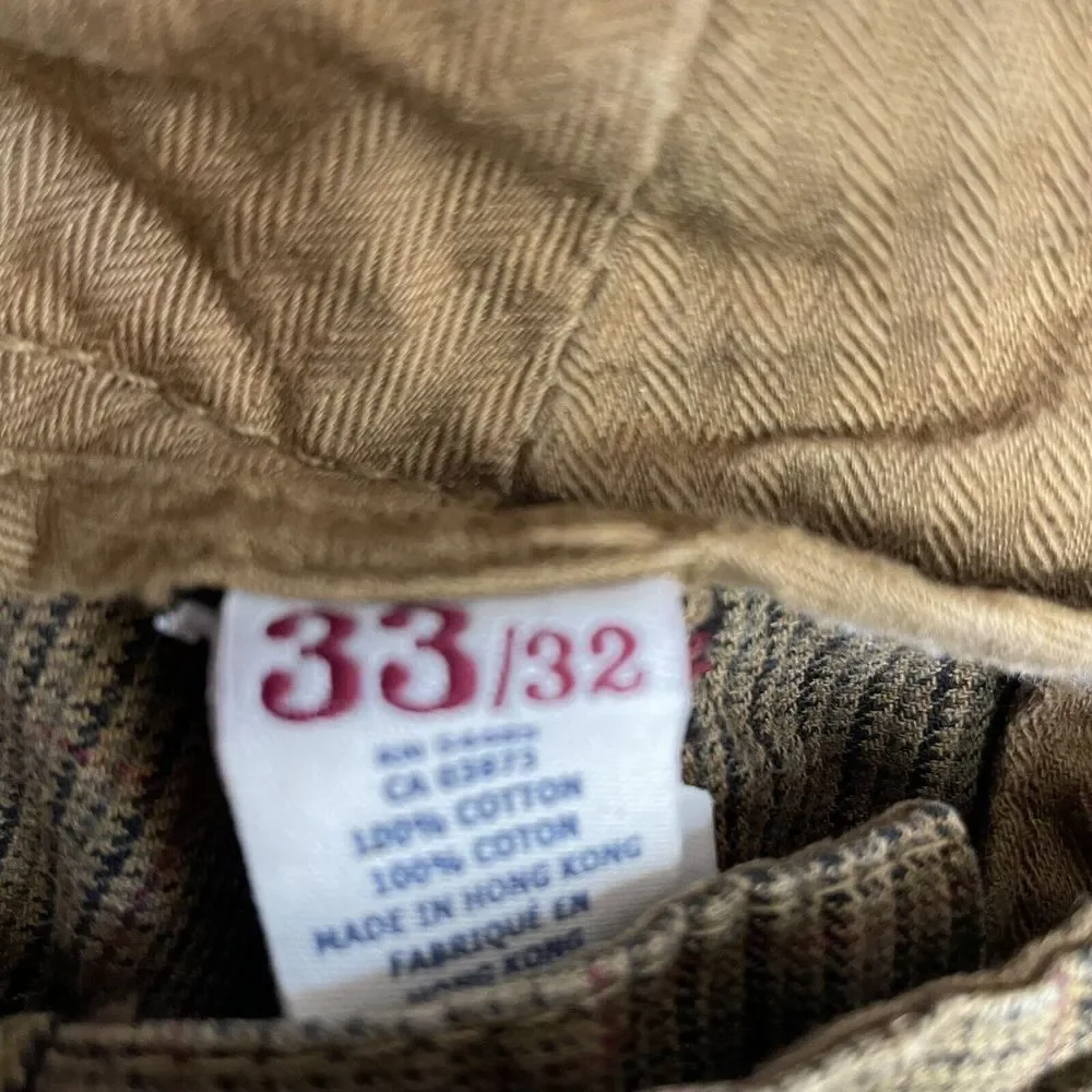 American Eagle Outfitters AE‎ Khaki Chino Pants Mens Size 33 x 32 Brown Plaid